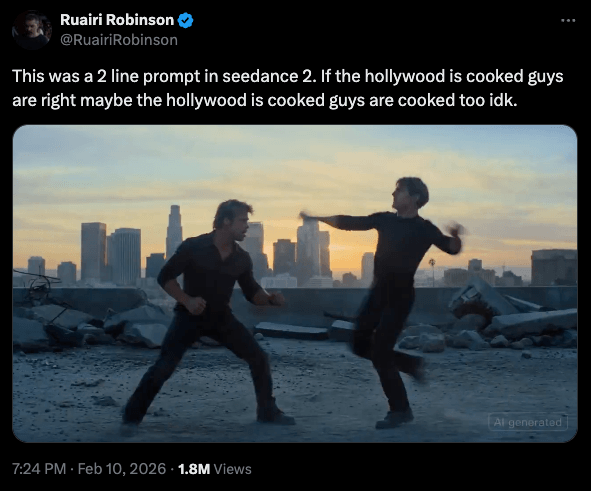 Ruairi Robinson's AI-generated video on social media